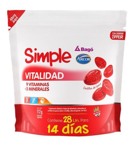 Simple Bago Vitalidad Minerales  Vitaminas 28 Pastillas Goma