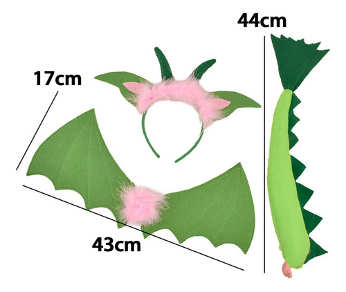 3x Juego De Cola De De Dinosaurio, Disfraces De Dragón Rosa