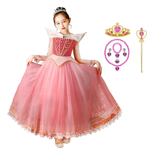 Vestido Aurora Para Niñas De La Bella Durmiente Para Carnava