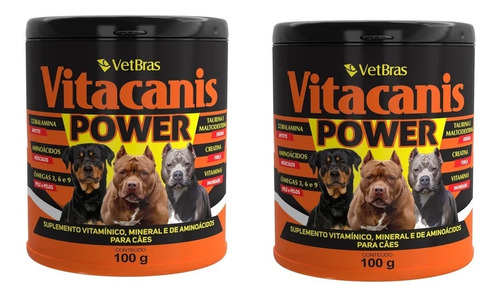 2xvitacanis Power Suplemento Vitamínico Pit Bull Cães Fortes