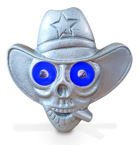 Caveira Cowboy Caminhão Olho De Led Azul 24v