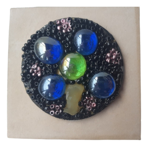 Adorno  Mandala De Micro Mosaicos Sobre Madera, Adhesivo