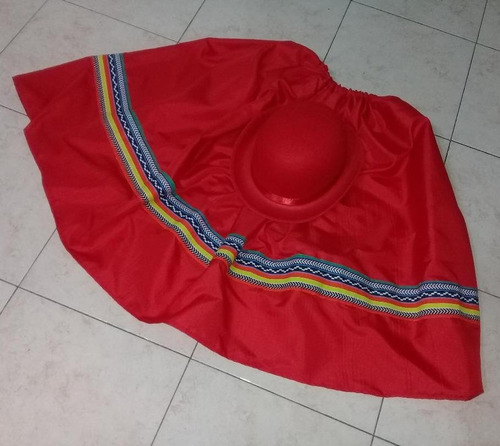Pollera Rojo Coya Con Sombrero Carnavalito Disfraz