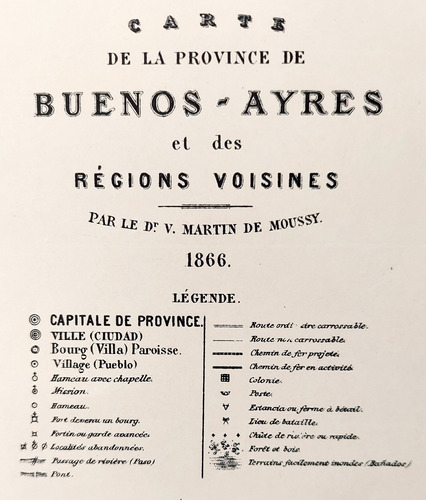 Mapa Buenos Aires 1866 Confederacion Argentina Ferrocarriles