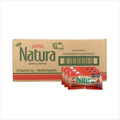 Aderezo ketchup Natura por 192 sobres individuales de 8g