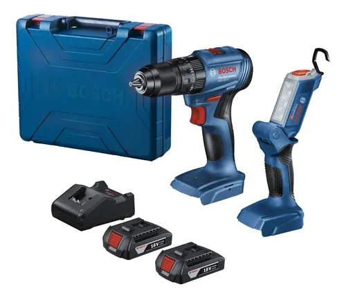 Taladro Percutor Gsb 185li Linterna Gli 18v-300 Bosch Acceso