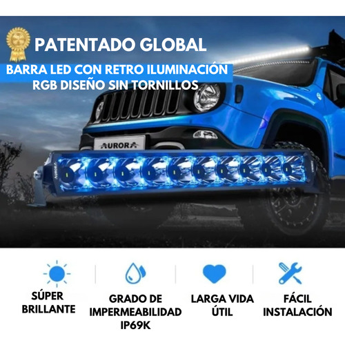 Barra Led Aurora D6 Rgb Ultra Spot 32 PuLG Rzr Can Am Atv