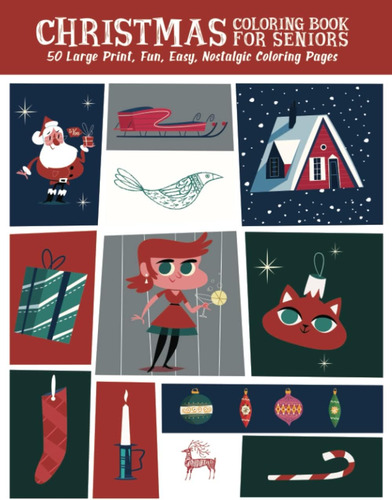 Libro: Christmas Coloring Book For Seniors: 50 Large Print, 