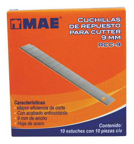 10 Cajas C/100 Navaja Cuchillas Repuesto Cutter 09mm,