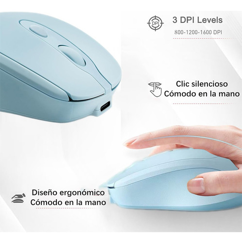 Ratón Bluetooth Inalámbrico Tipo C Recargable Usb