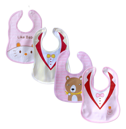 Pack 12 Baberos De Tela Estampados Impermeable Bebes 3-9m 