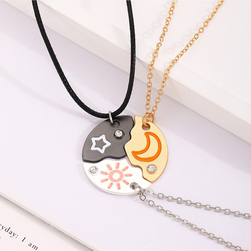 3 Collares Sol Luna Estrella Mejores Amigos Hijos Padres Negro