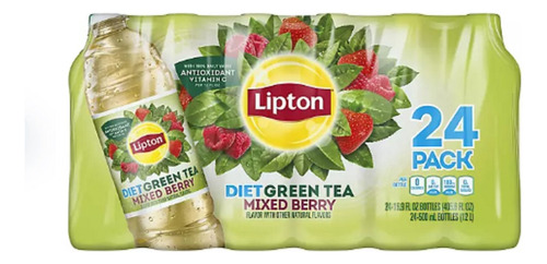24 Pack Lipton Diet Green Tea Mixed Berry 500ml Te Verde 
