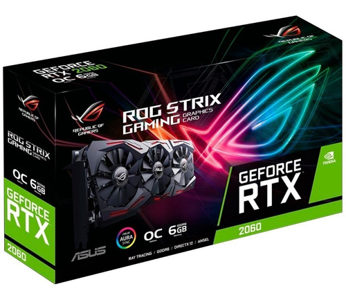 Placa de video Nvidia Asus  ROG Strix GeForce RTX 20 Series RTX 2060 ROG-STRIX-RTX2060-O6G-GAMING OC Edition 6GB