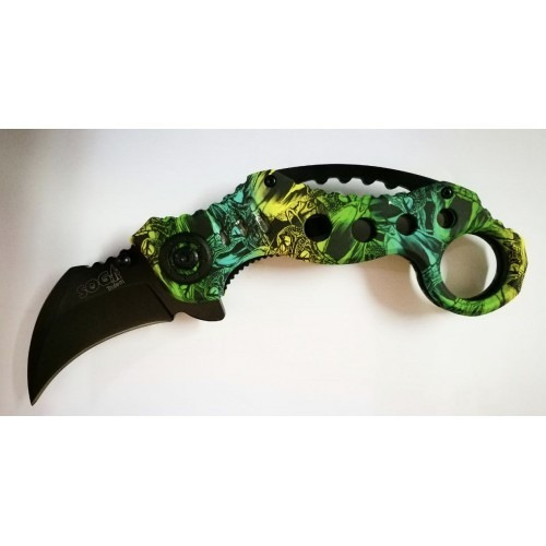 Cuchillo De Acero Inoxidable Karambit Verde Oscuro