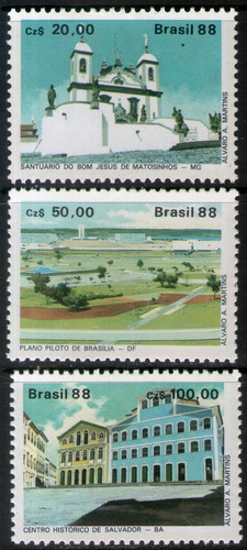 Brasil Serie X 3 Sellos Mint Filatelia Lubrapex'88 Año 1988 