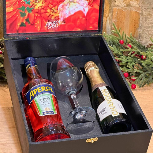 Kit Presente Aperol Spritz Espumante Chandon Brut Taça VidroAperol Spritz pacote x 2 u