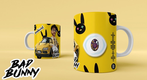 10 Plantillas Bad Bunny 01 Taza Sublimacion Psd Editbale Png