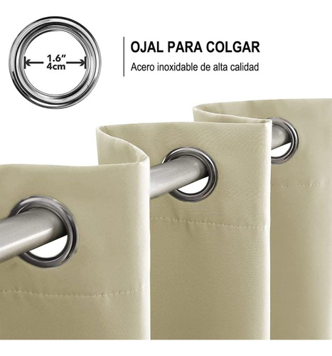Cortina Black Out 100% Opaca Con Aros 1 Panel