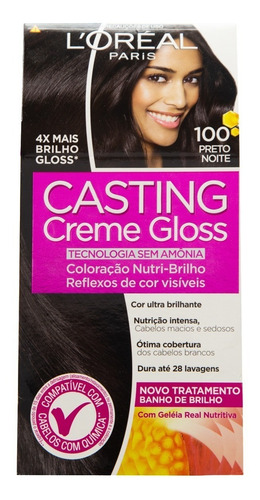 Kit Tinte L'Oréal Paris  Casting creme gloss Casting creme gloss tono 100 negro noche 15Vol. para cabello