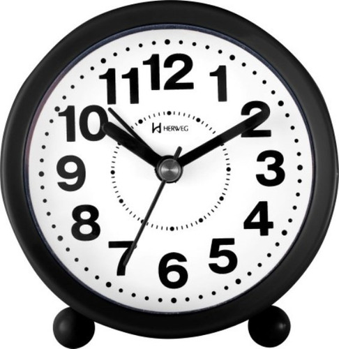 Relógio Despertador A Pilha Preto Alarme Herweg 2713-034 Cor Outro