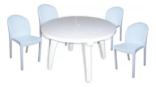 Set 4 Sillas Barcelona 1 Mesa Redonda 120cm Mascardi Blanco