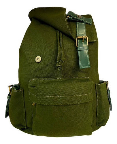 Mochila vintage de lona para mujer Comporta Notebook Color Verde