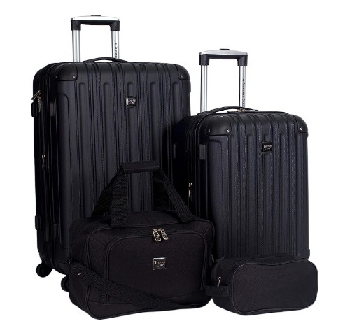 Maletas De Viaje Con 4 Ruedas Rigida Color Negro Juego 4 Pzs Negro Liso