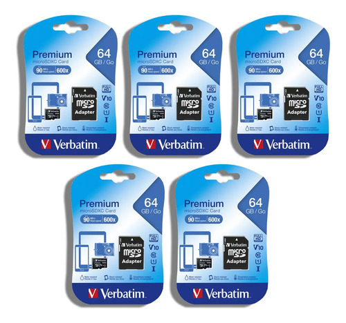 Pack C/5 Memoria Verbatim Micro Sd 64gb C/10 90mb