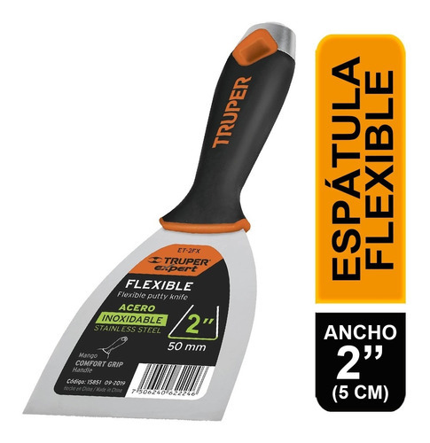 Espátula Flexible 50mm Acero Inox Comfort Grip Et-2fx Truper