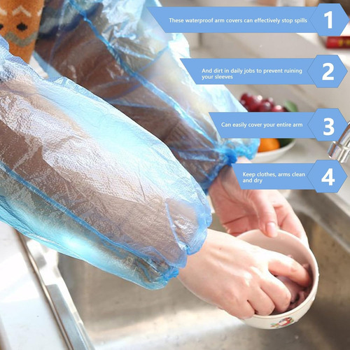 100 Desechables Cubre Manga Protector Ajustable De Plástico Azul