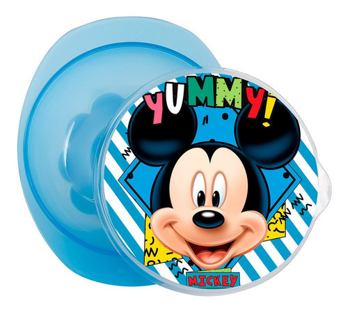 Prato Bowl Com Ventosa E Tampa Linha Disney Babygo Cor Azul Mickey Personagem Mickey