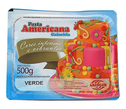 Pasta Americana Cor Verde Arcolor 500g