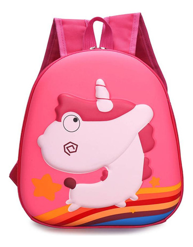 Mochila Infantil Menino Menina Escolar Bichinhos Alto Relevo Cor ROSA UNICORNIO Desenho do tecido Liso