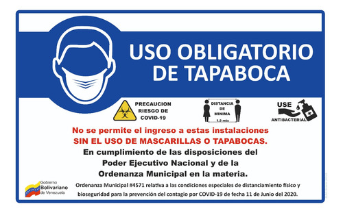 Aviso Cartel Uso Obligatorio Tapaboca _pvc 50x80 Cm