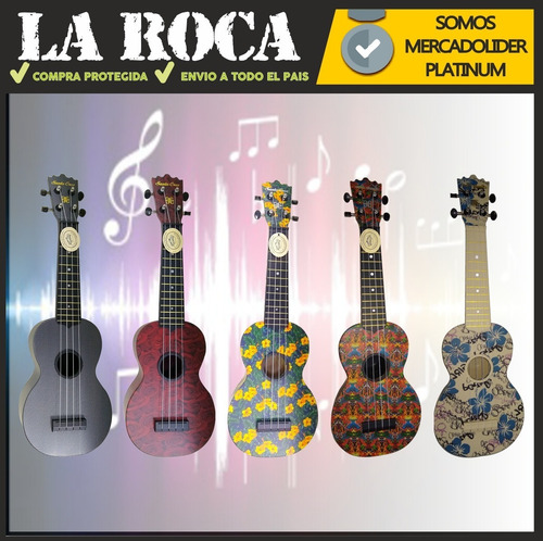 Imagen 6 de 10 de Ukelele Soprano Santa Cruz Estampado Funda
