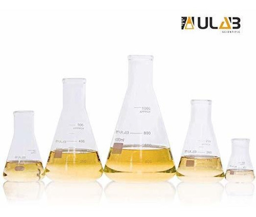 Bapu Glass Scientific Erlenmeyer Flask Set, 5 Tamaños 50 Ml 