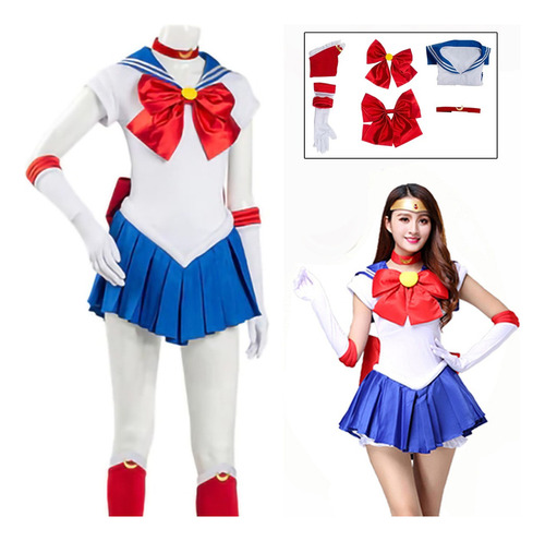 Disfraz De Cosplay Para Halloween De Sailor Moon, Traje Azul