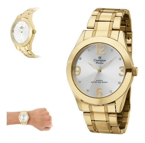 Relógio Champion Feminino Dourado Passion Casual Ch24268h Cor do fundo Branco