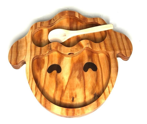 Plato De Comida Madera Infantil Personalizado Borreguito