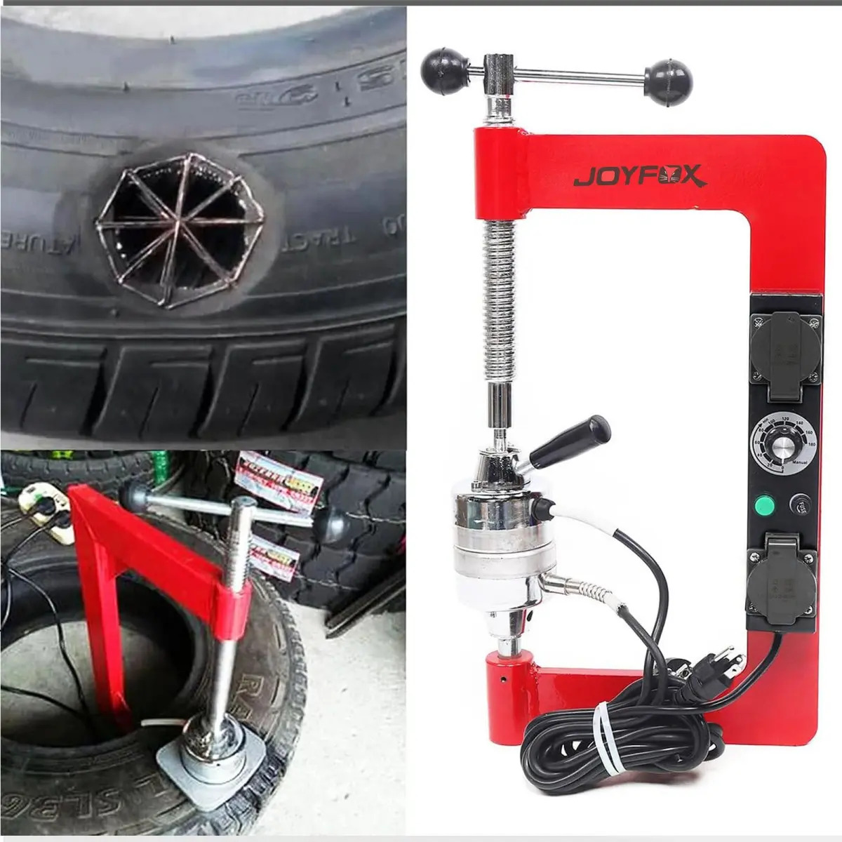 Máquina Remendo Câmara De Ar E Pneus Profissional Vulcanizar Joyfox Vulcanizador Elétrico De Pneu Duplo Com 8 Moldes