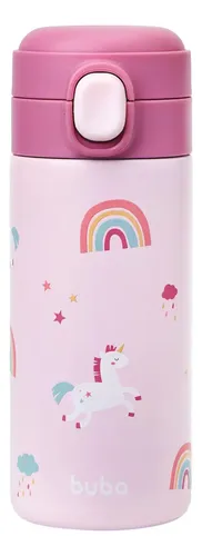 Copo Garrafa Termica Infantil Com Canudo Unicornio Buba Rosa