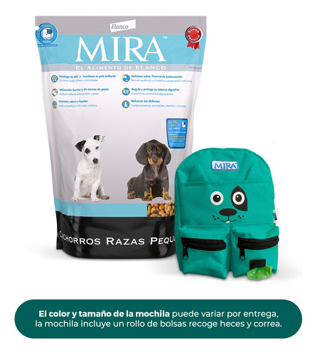 Mira® Cachorro Raza Pequeña 7.5 Kg. Alimento Super Premium.