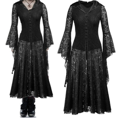 Vestido Medieval Retro Gótico Encaje