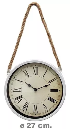 Reloj De Pared Grande Moderno Redondo Diseño Con Soga 27cm.