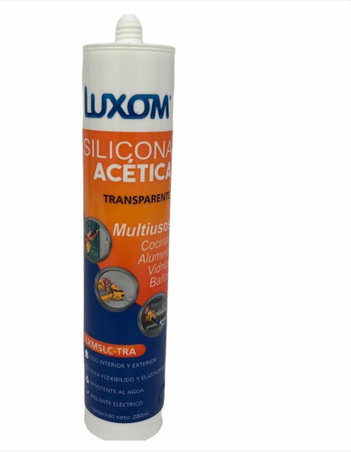 Silicona Acetica Cartucho 280ml Transparente Luxom