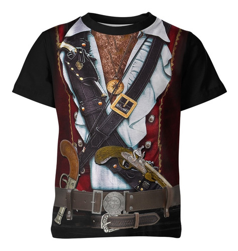 Camiseta Camisa Pirata 3d Uniforme Blusa Estampa Total M 012