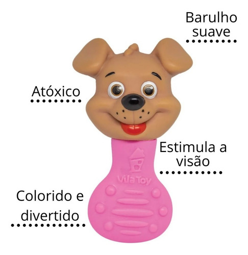 Chocalho Mordedor Bebe Macio Com Barulho Suave Cachorro Dog