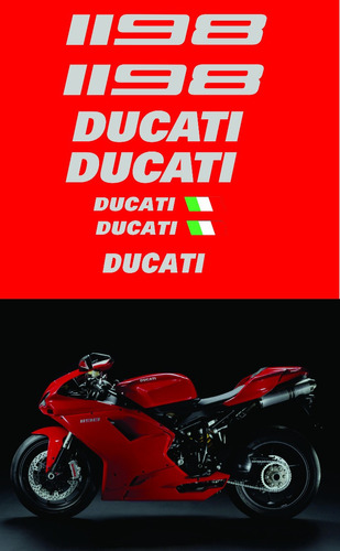 Kit Adesivos Compatível Ducati 1198 Vermelha Dct119801