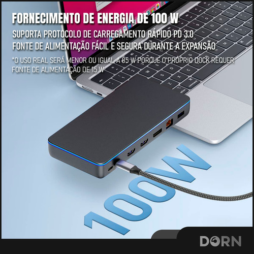 Hub 13 Em 1 Displaylink 4k 60hz Hdmi Displayport 100w